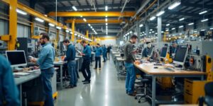 Nashville manufacturing facility with advanced machinery and teamwork.