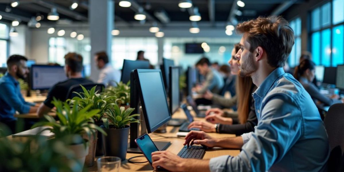 IT professionals working in a modern Nashville office.
